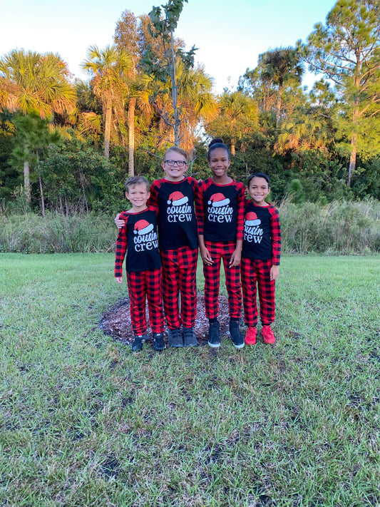 Christmas Plaid Print Kids Loungewear- ‘Cousin Crew’