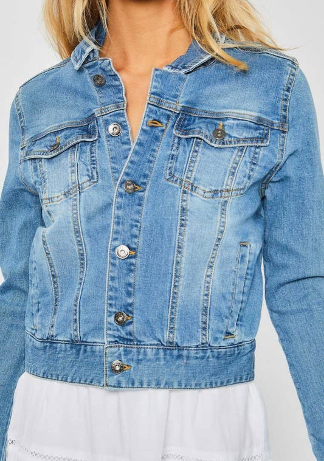 Light Blue Distressed Denim Jacket