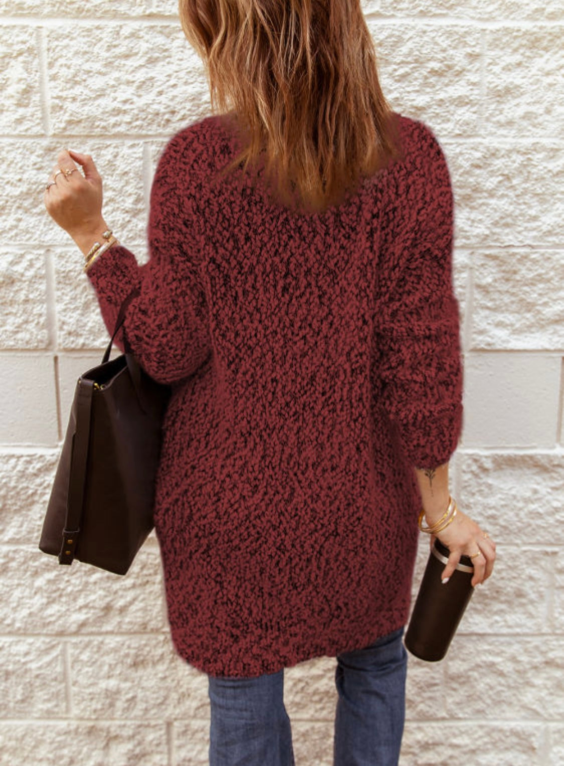 Burgundy Chunky Knit Cardigan