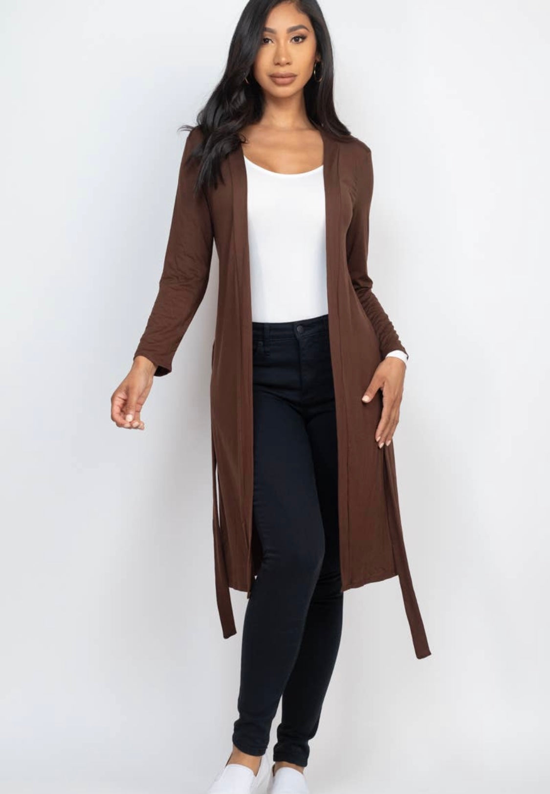 Open Front Belted Cardigan