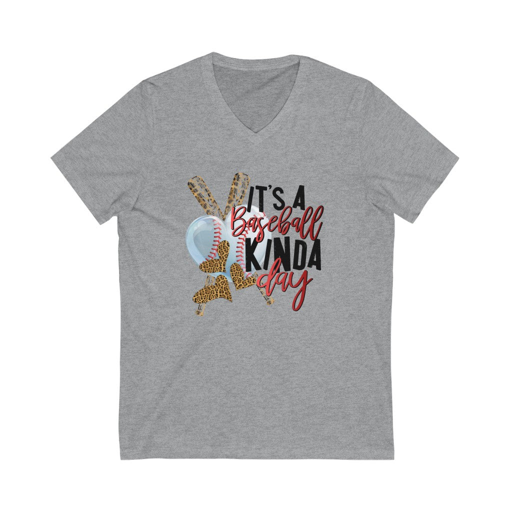 Its a Baseball Kinda Day-Unisex Jersey Short Sleeve V-Neck Tee
