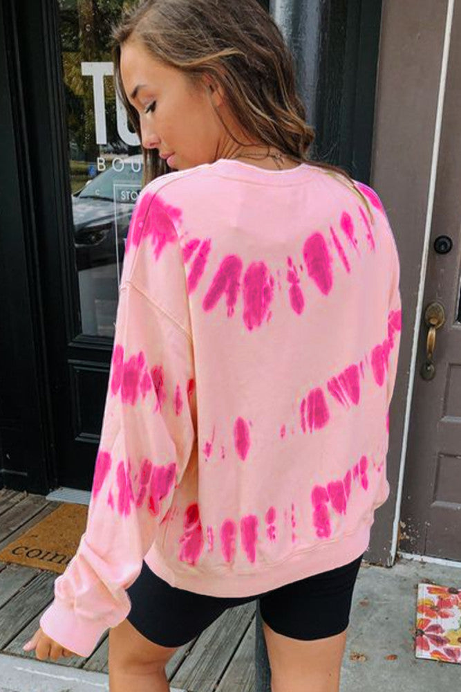 Pink Tie Dye Drip Sweatshirt