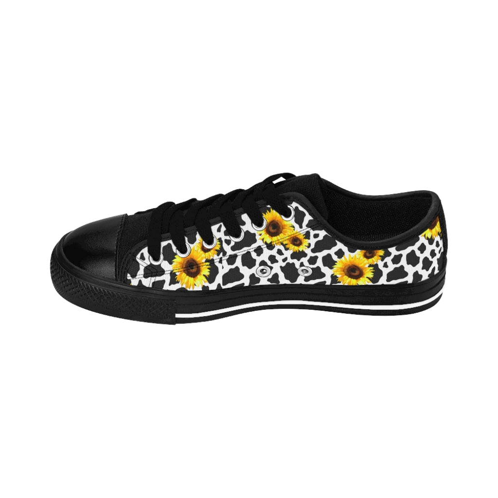 Sunflower Cow Print Low Top Women's Sneakers (available in high tops)