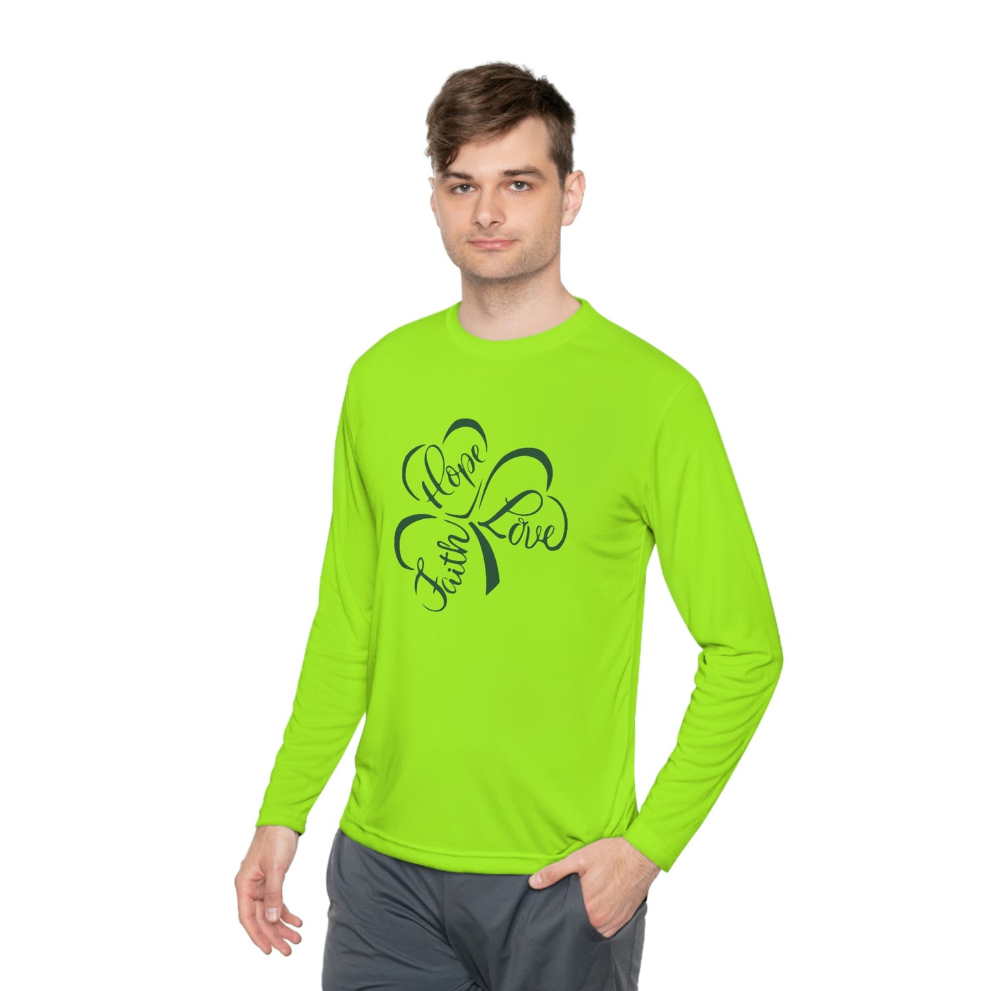 Faith Love Hope Clover Unisex Lightweight Long Sleeve Sport Tee