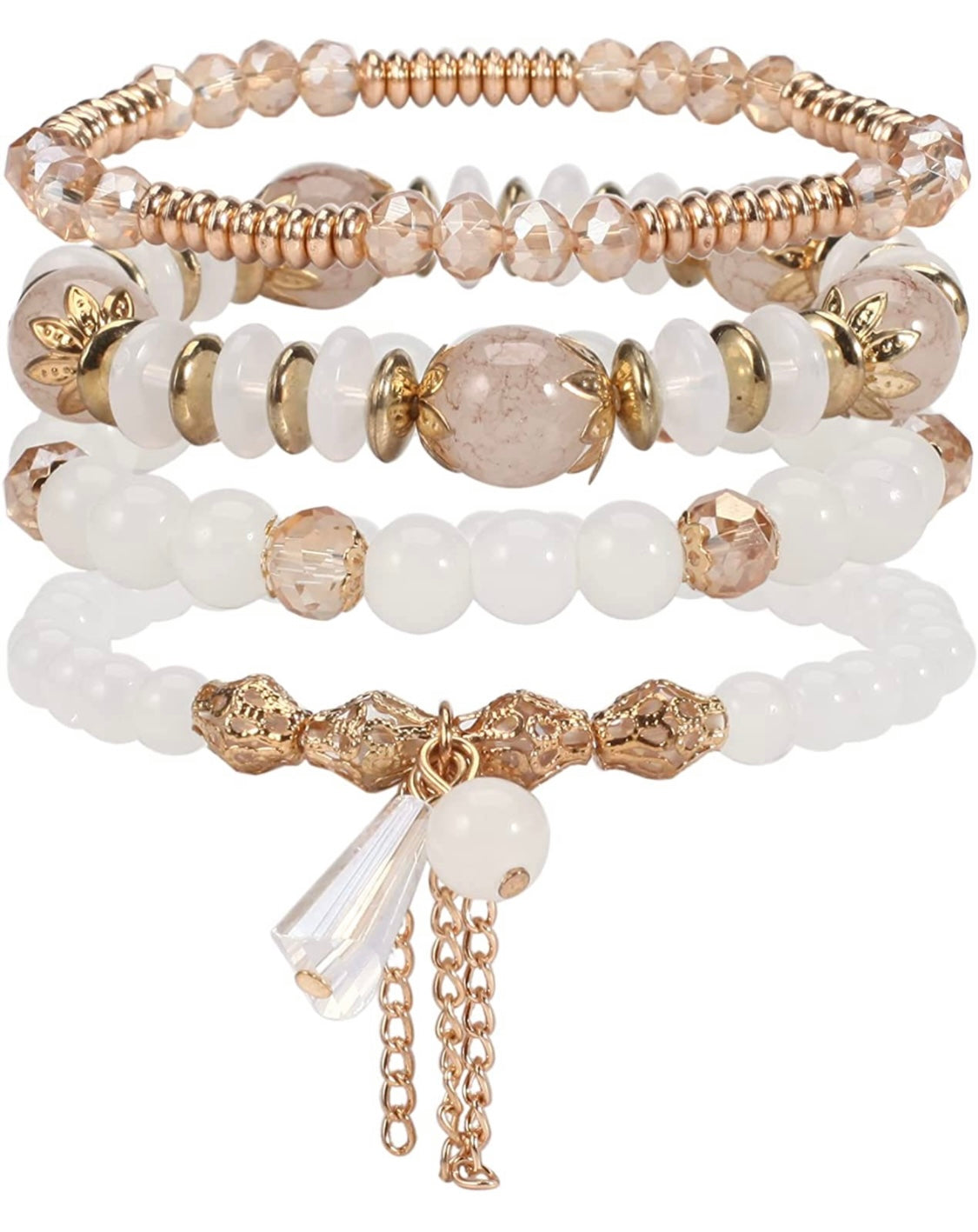 Stretchy Multilayer Beaded Bracelets W/Charm