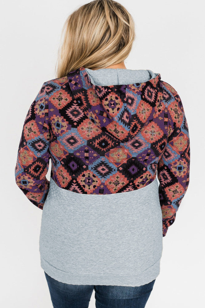 Made You Look Aztec Hoodie- Curvy