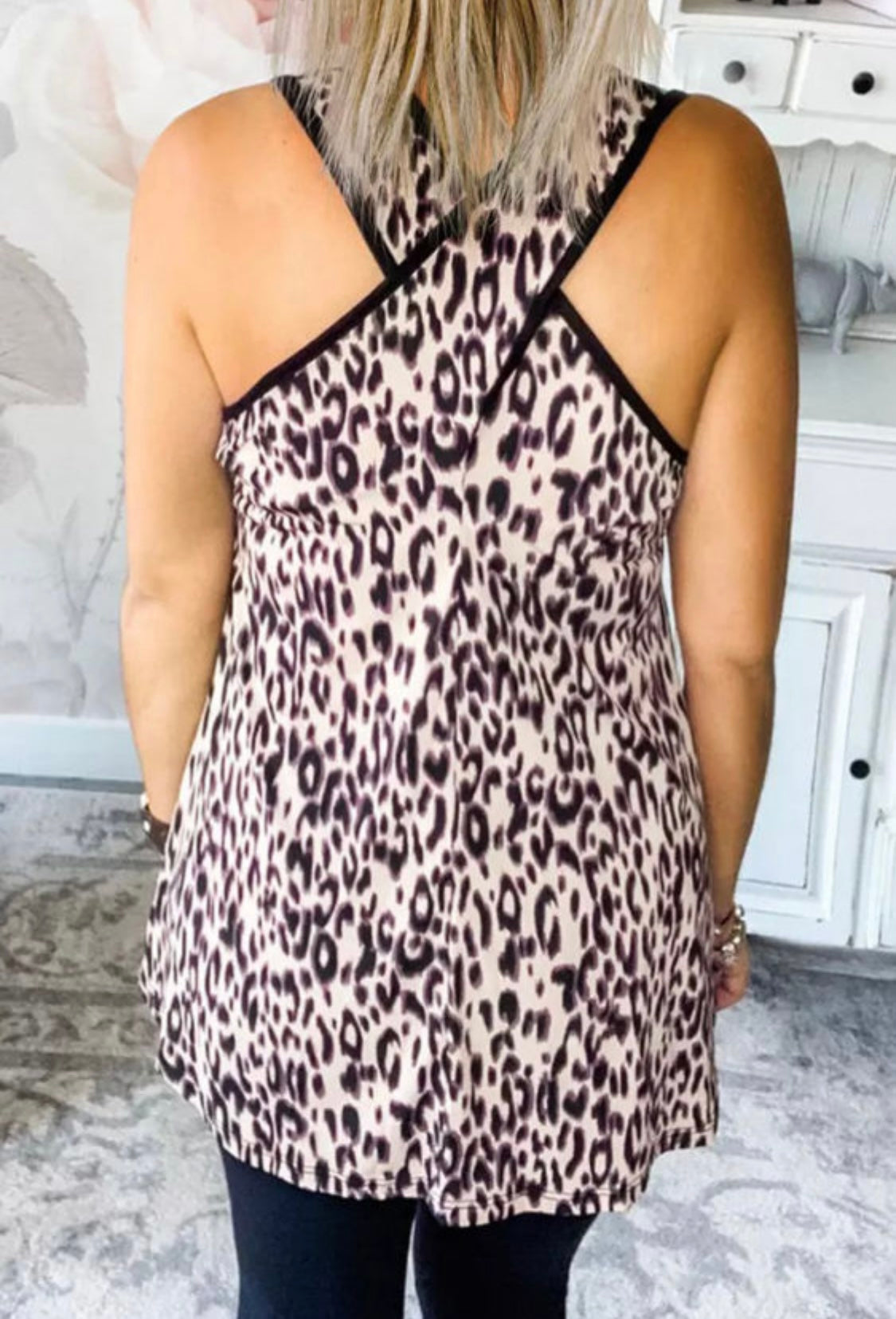 Leopard Criss Cross Pocket Tank
