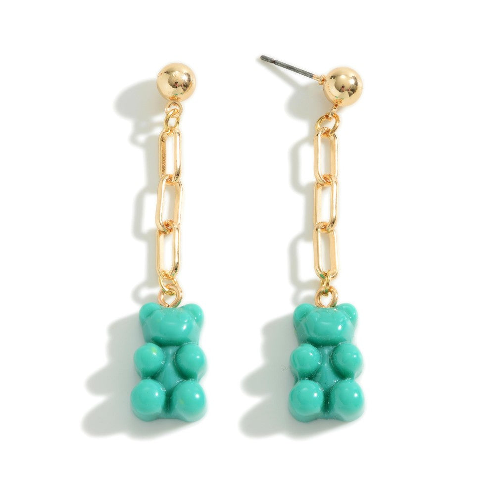 Candy Bear Chain Link Drop Earrings