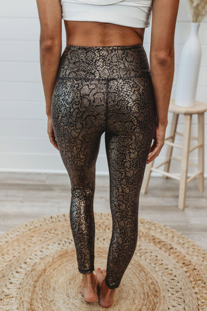 Anaconda Gold Foil Printed Full Length Leggings