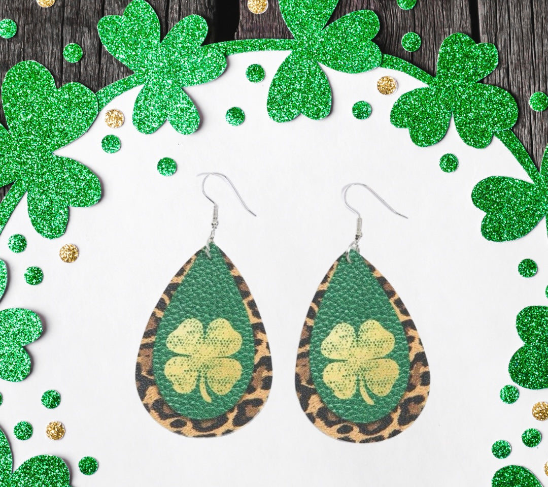 Lucky Clover Leopard Day Earrings