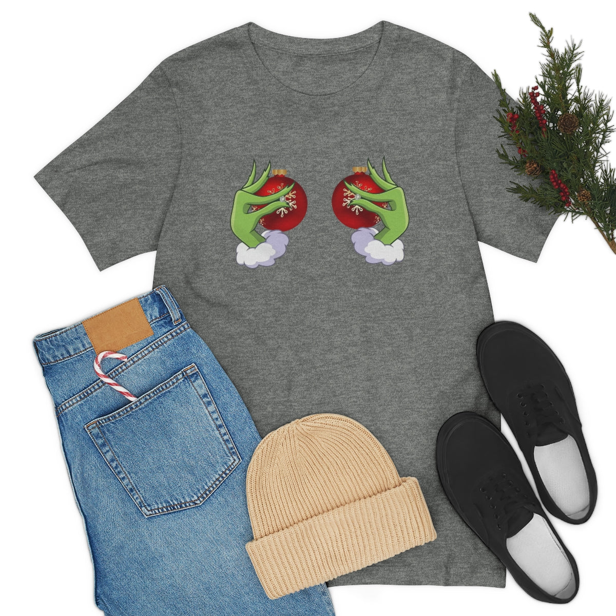 Bella Canvas Grinchy Ornament Hands Unisex Tee