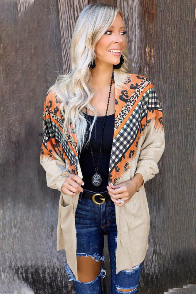 Plaid Leopard Chevron Print Cardigan