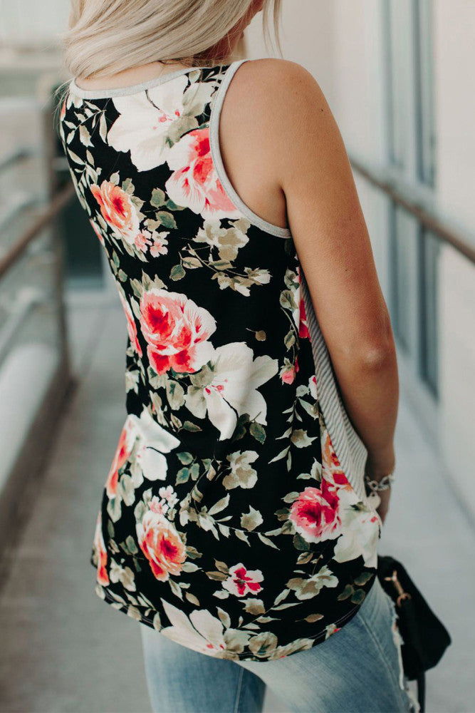 Stripes & Roses Tank