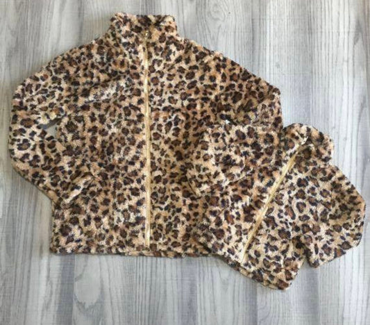 Leopard Sherpa Zip Jackets- Mommy & Me- KIDS