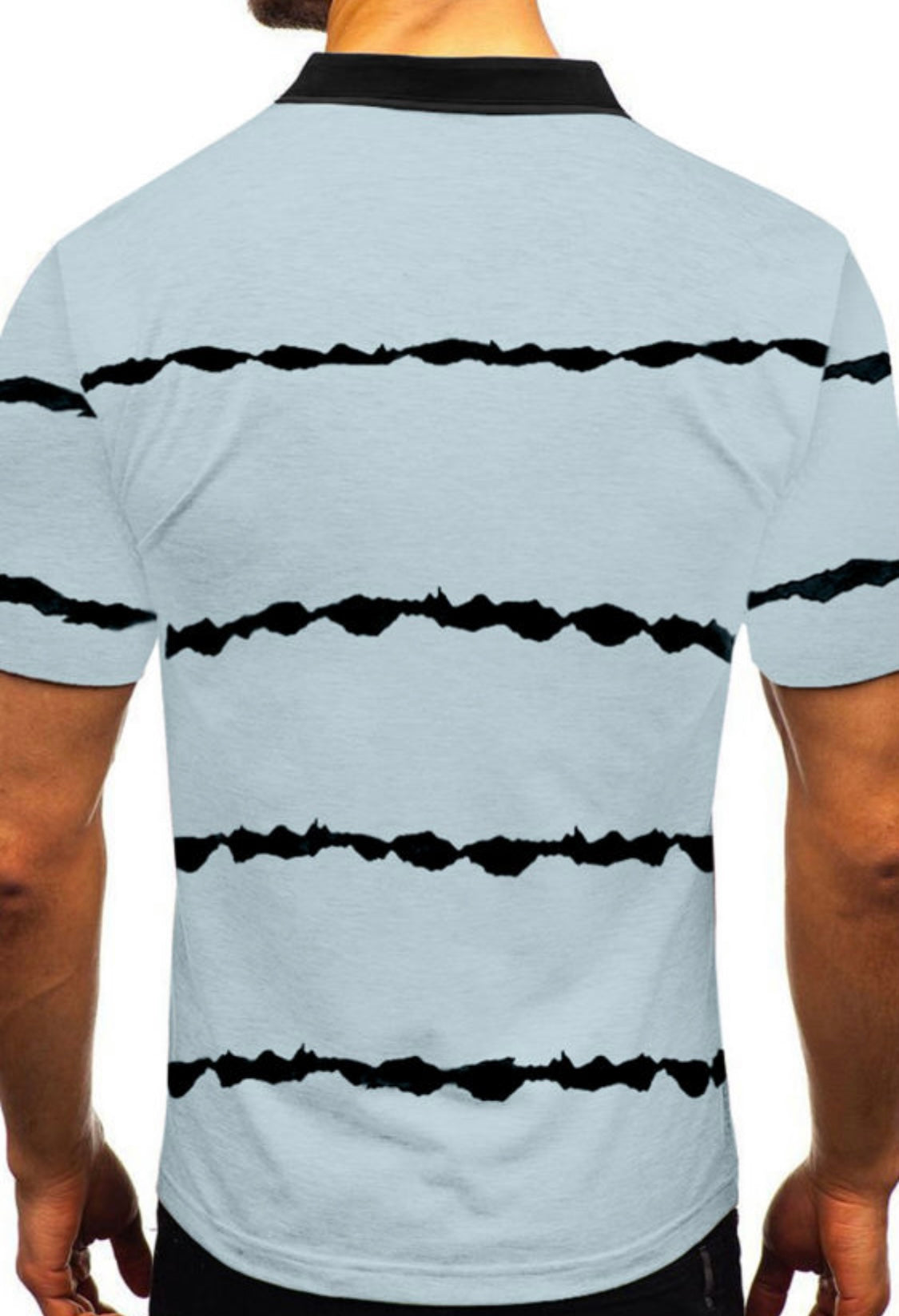 Men’s Striped Collared Shirts-BLK or GRY