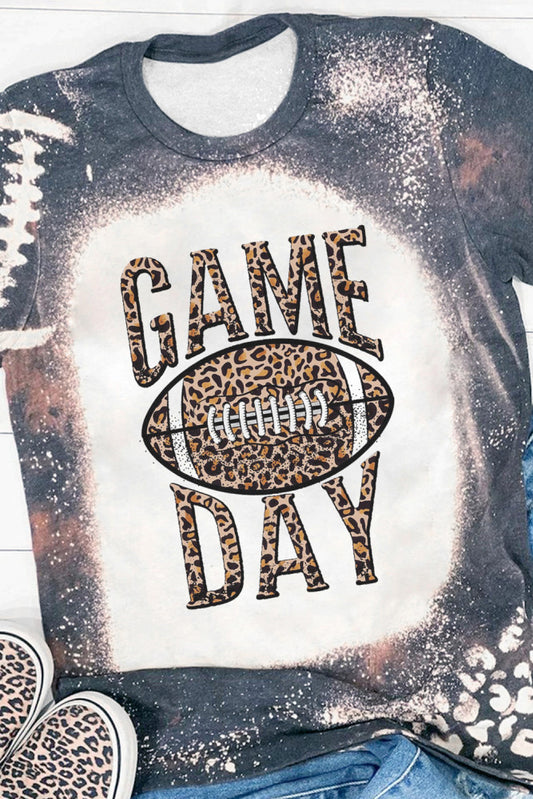 Game Day Leopard Bleached Print Tee