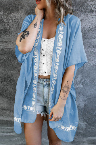Floral Boho Kimonos-White & blue available