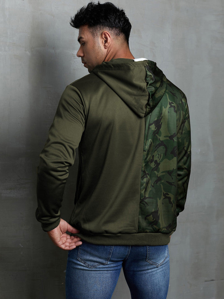 Men Camo Colorblock Hoodie