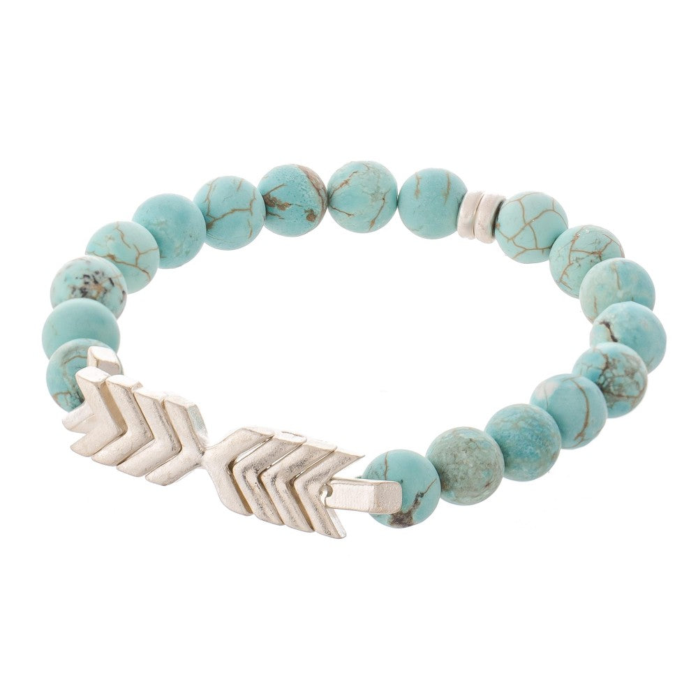Semi Precious Beaded Arrow Stretch Bracelets-multiple colors