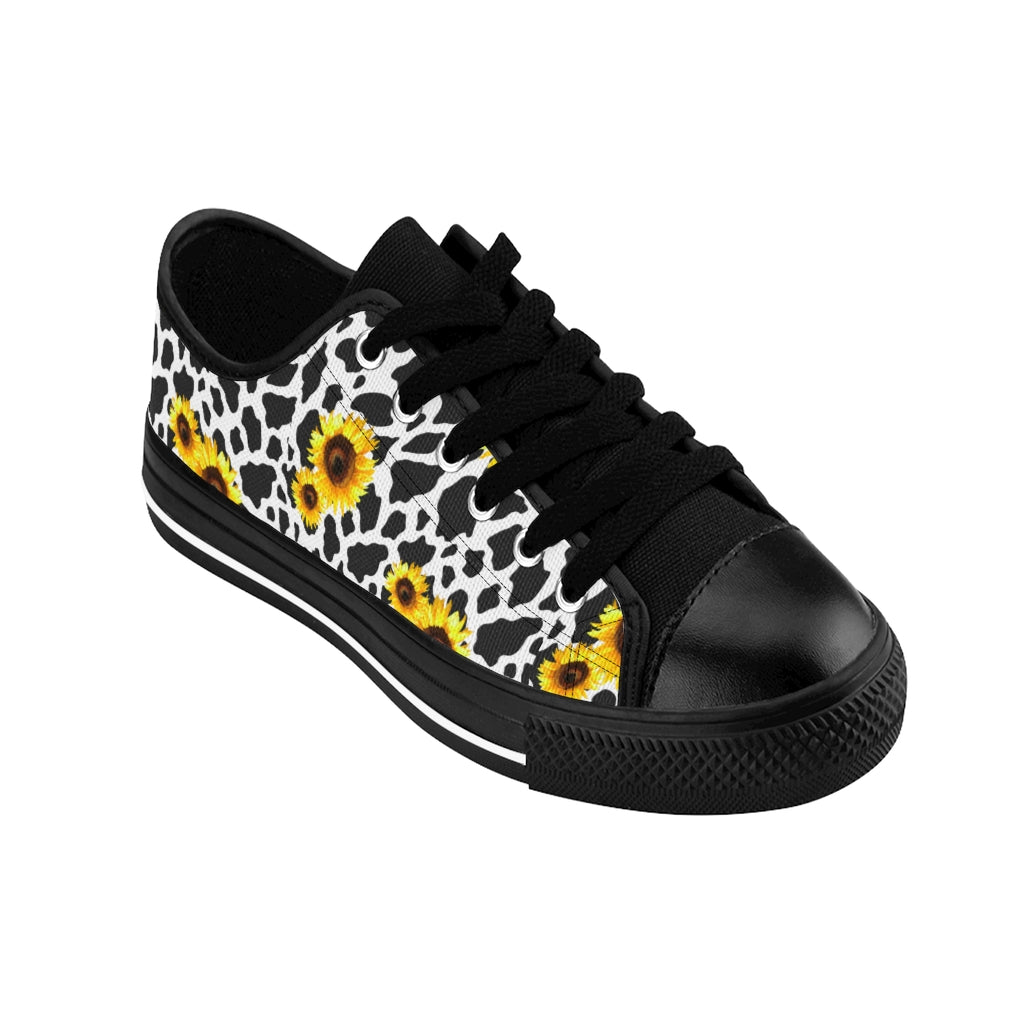 Sunflower Cow Print Low Top Women's Sneakers (available in high tops)