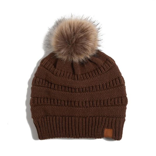 Knit Beanie with Pom Pom