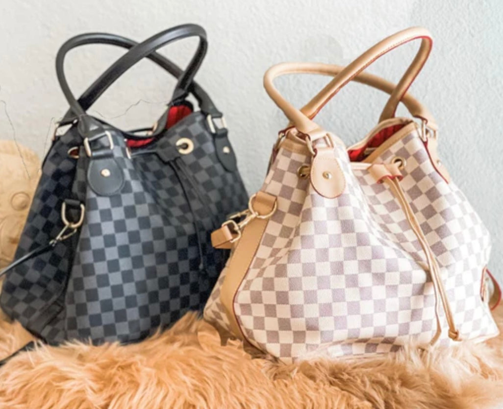 Checkered Purses- Black or Cream