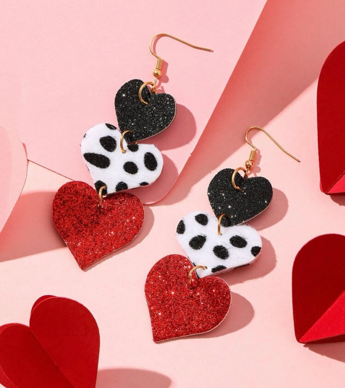 Glitter Heart Dangle Earrings