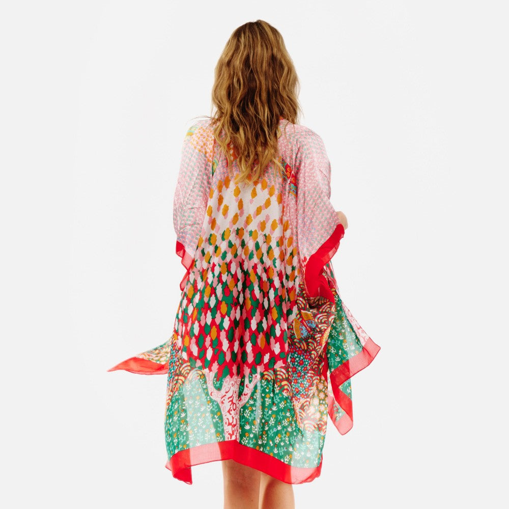 Lightweight Spring Tree Print Kimono