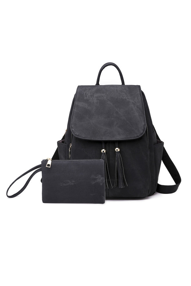 Black Backpack + Clutch