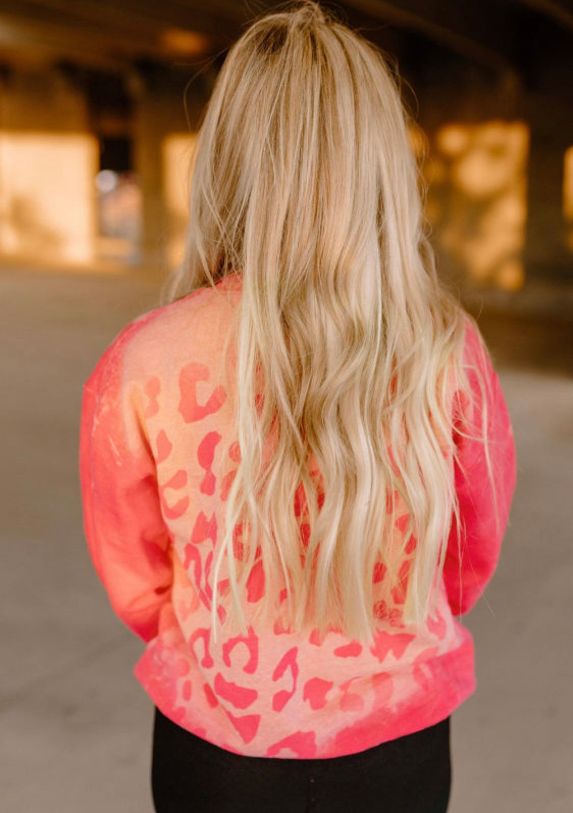 Pink Bleached Cheetah Print Sweatshirt