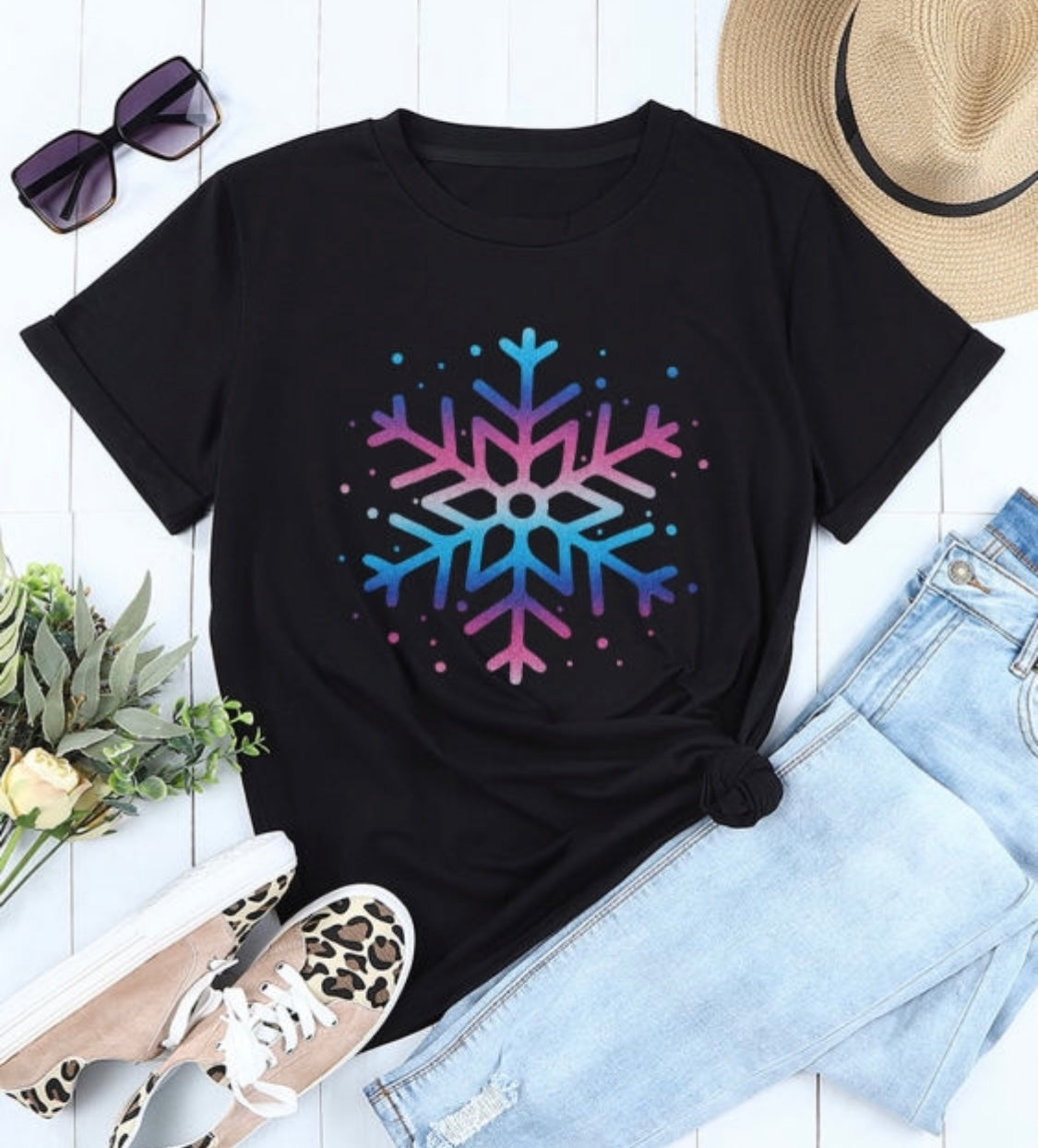 Gradient Snowflake Graphic Tee