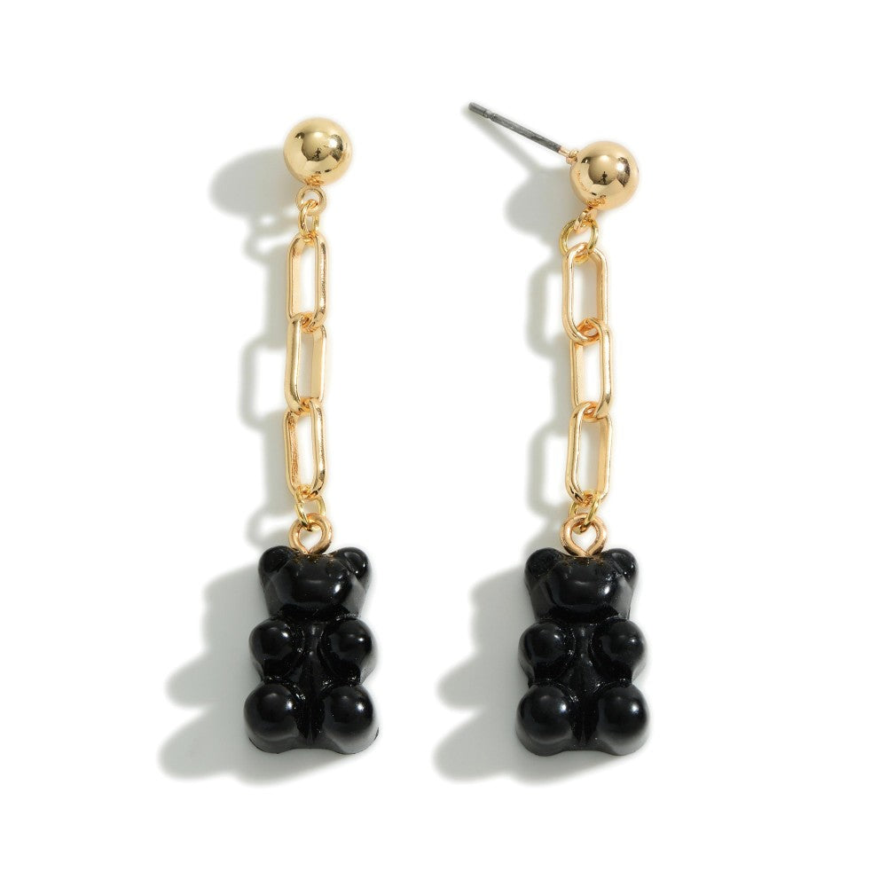 Candy Bear Chain Link Drop Earrings