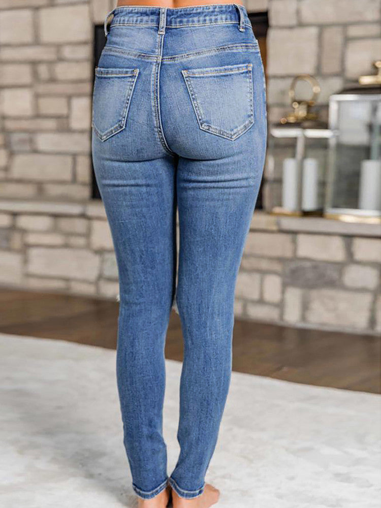 Cow Patchwork Frayed Jeans