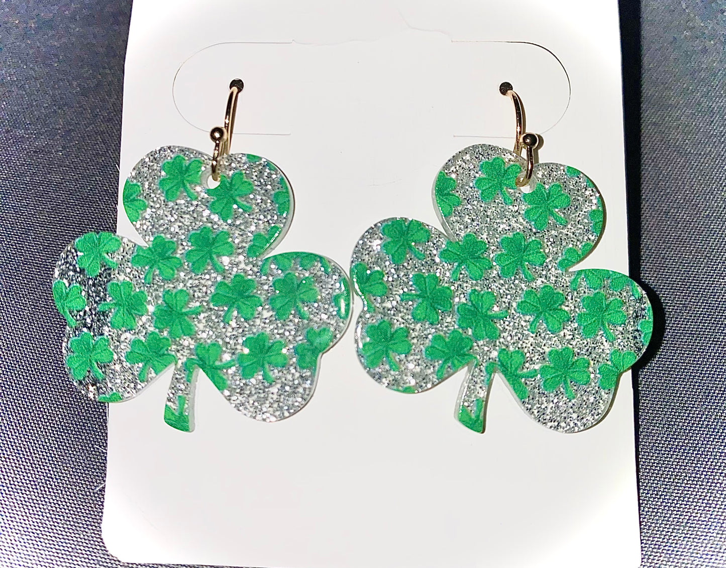 Glittery Shamrock Dangle Earrings