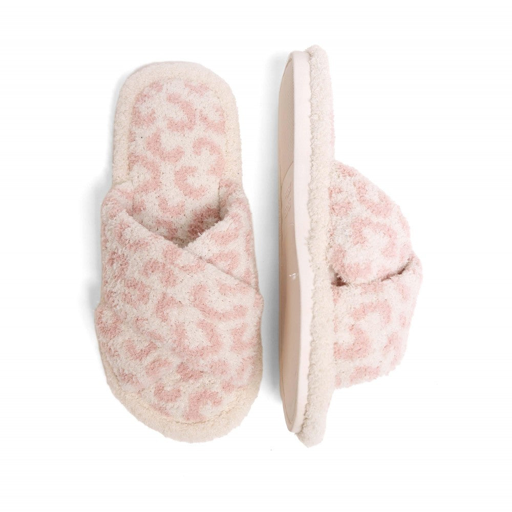 Comfy Luxe Animal Print Criss Cross Slippers