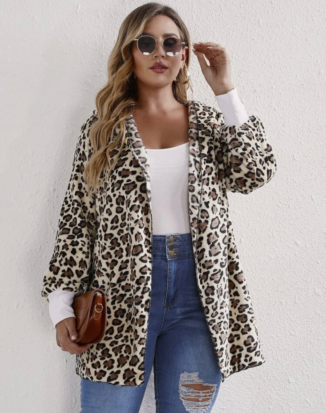 Leopard Hooded Teddy flannel cardigan