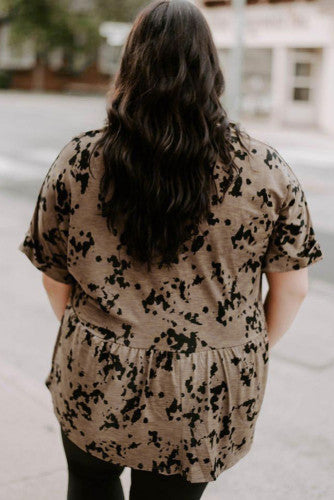 Black Splattered Brown Top-Curvy