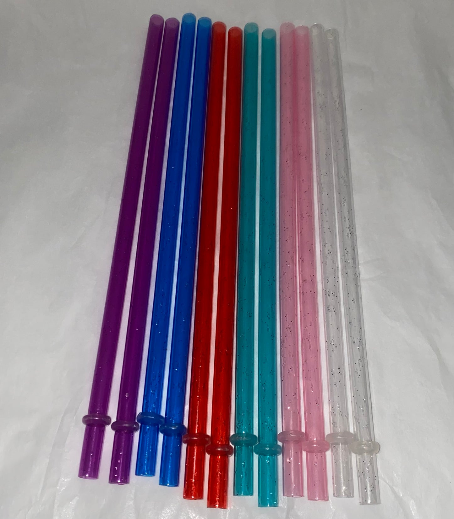 Transparent Solid Color Glitter Tumbler Straws
