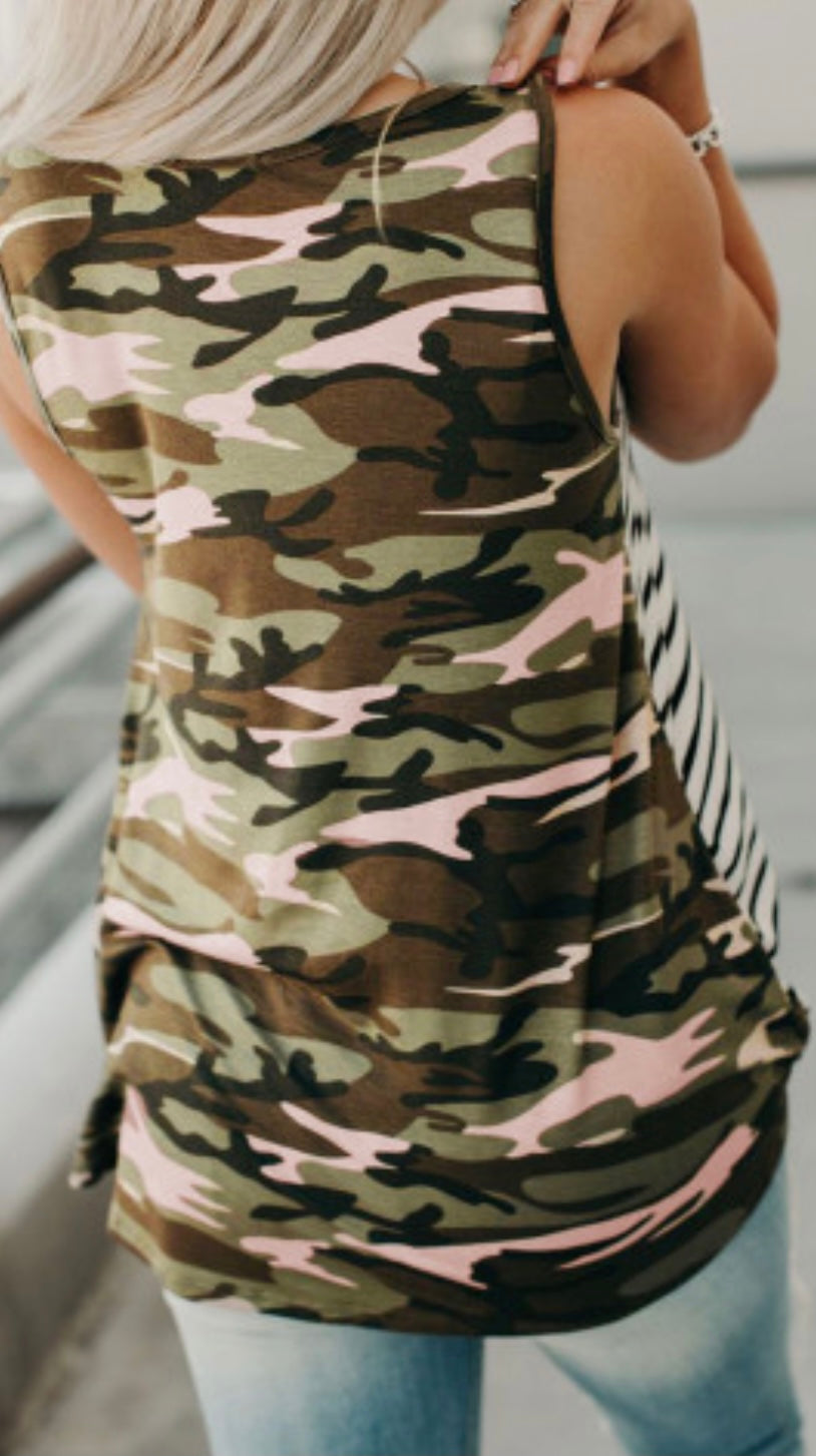 Camo & Stripe Tank Top