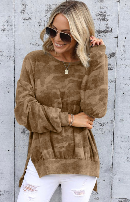 Cute Meets Comfort Camo Sweatshirt