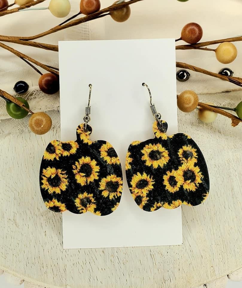 Genuine Leather Pumpkin Earrings