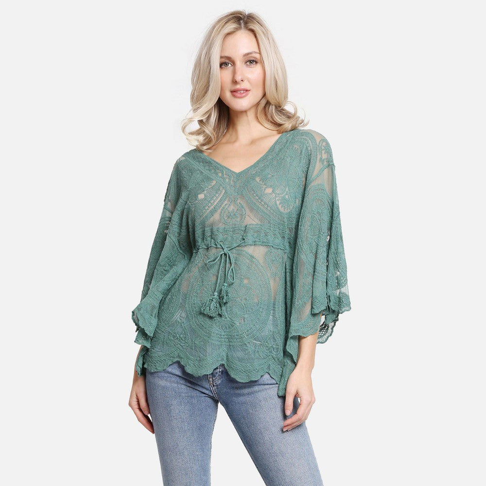 Sheer Crochet Tops-multiple colors