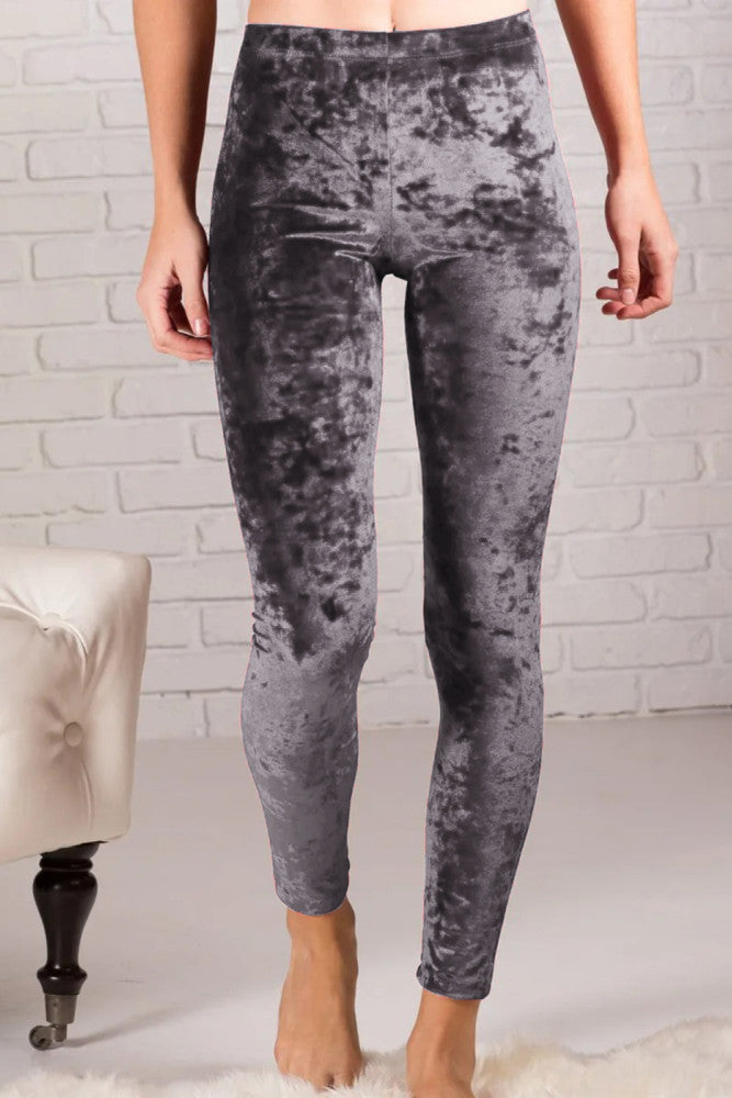 Gray Velvet High Rise Leggings