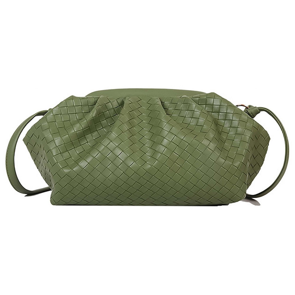 Faux Leather Woven Clutch With Removable Straps