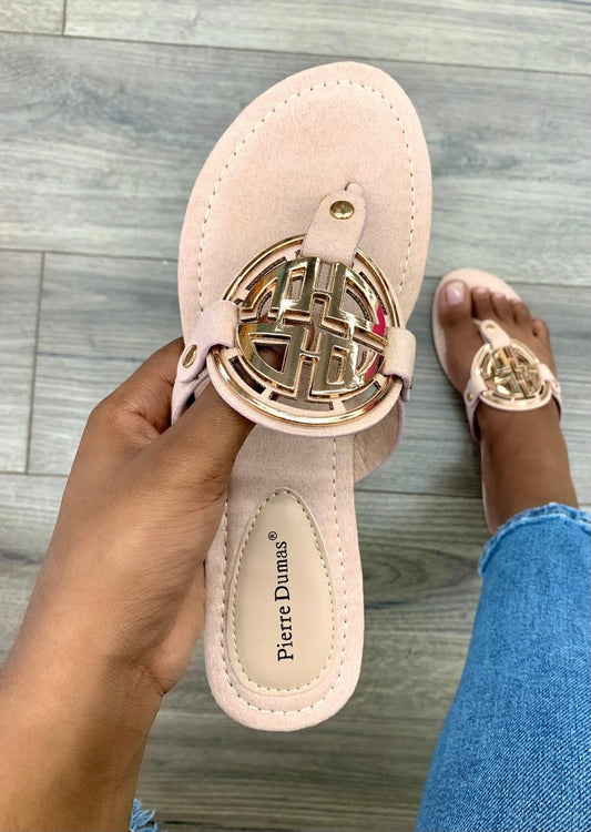 Nude & Black suede sandals