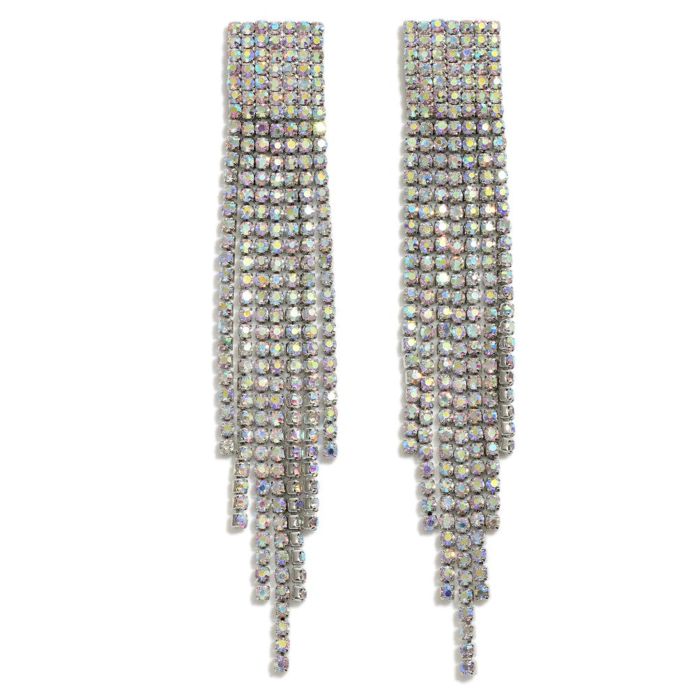 Express Yourself Rhinestone Tassel Earrings-multiple colors
