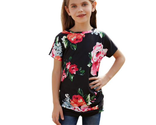 Black Blooming Floral Tee