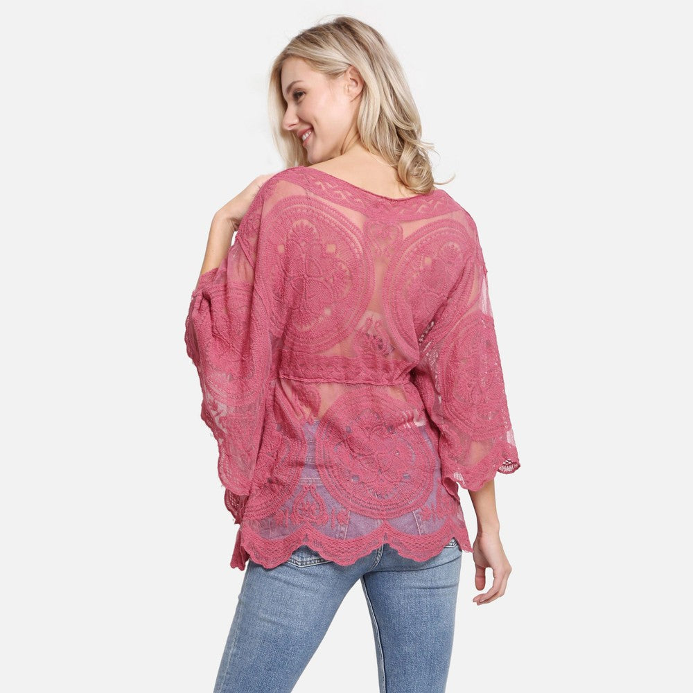 Sheer Crochet Tops-multiple colors