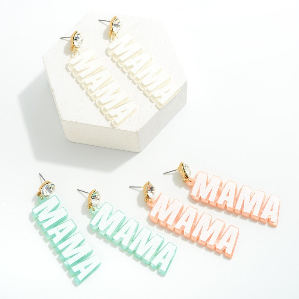Rhinestone Post MAMA Earrings