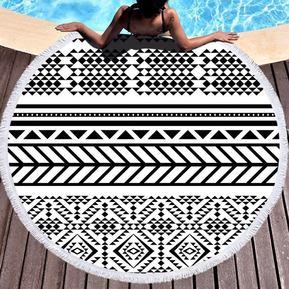 Big Round Fringed Microfiber Beach Towels